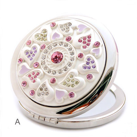 Espejos cosméticos de bolsillo portátiles pequeños con rosas hermosas grabables